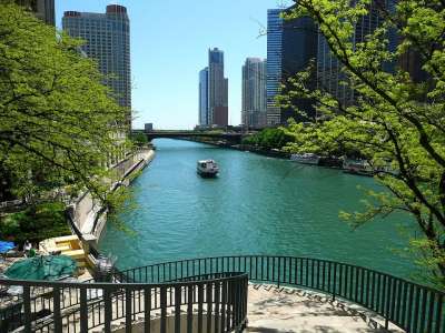 芝加哥 河 城市 伊利诺伊州 美国 建筑物