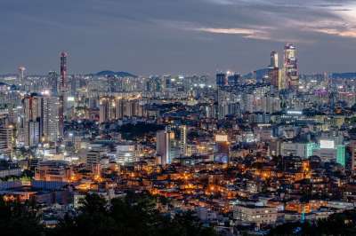 城市 建筑物 夜景 汉城 韩国 结构 天际线 摩天大楼 晚灯