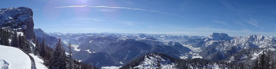 阿尔卑斯山, 奥地利, 石板, 滑雪场, 全景, 冬天