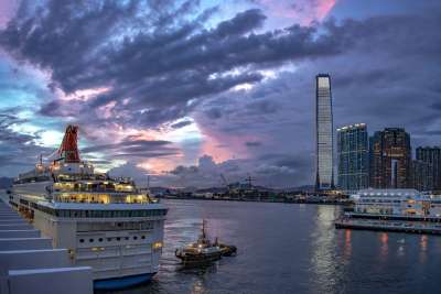 香港 船 港口 晚上 情绪 天堂 摩天大楼 天际线 亚洲 海