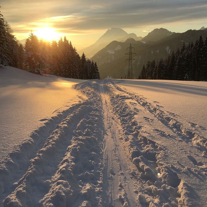 冬天, 山, 阿尔卑斯山, 雪