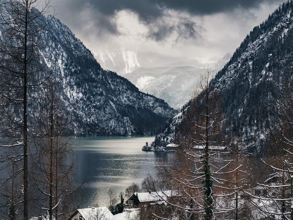 Traunsee, 山, 湖, 景观, 水, 阿尔卑斯山, 寒冷的, 冬天