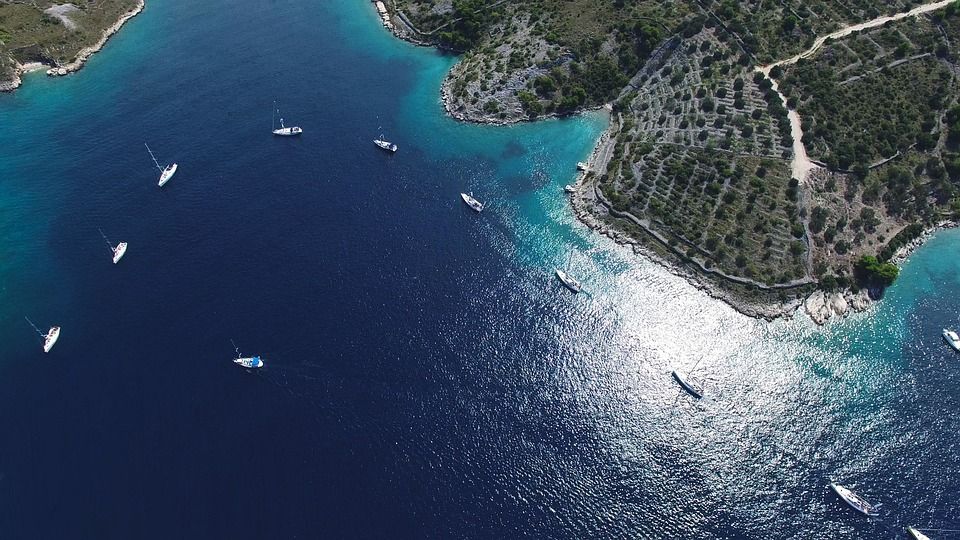 鸟瞰图, 海, 游艇, 水, 船舶, 港口, 帆, 海岸, 景观, 端口, 帆船