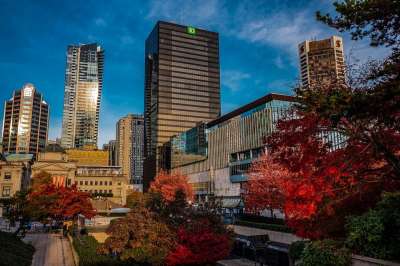 建筑物 天际线 城市的 落下 城市 温哥华 加拿大