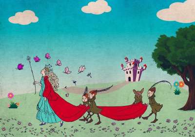 女王 精灵 城堡 骑士的城堡 年份 幻想 树 花 蝴蝶 火车