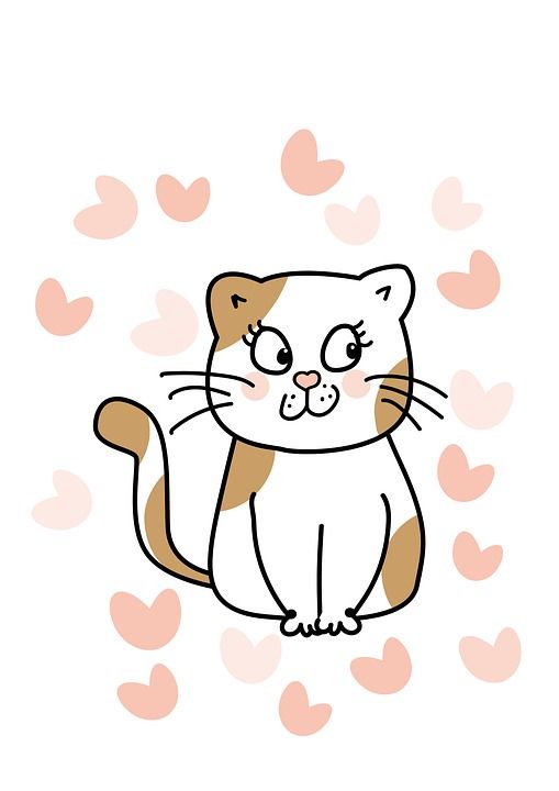 猫 小猫 卡通片 哺乳动物 心 爱 友谊 浪漫 情人节那天