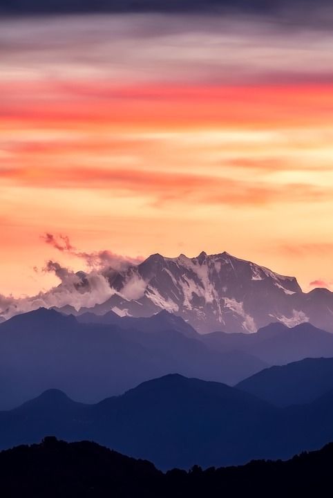 瑞士 日落 黄昏 天空 云 山 雪 日出 景观