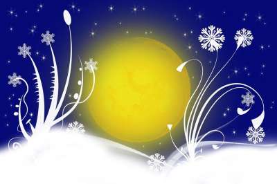 冬天 月亮 漩涡 撰写 蓝色的 天空 星星 雪花 数字化操作