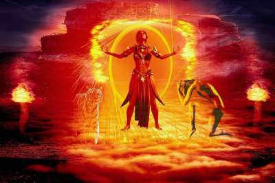 幻想 女性 门户网站 战士 仆人 情妇 老虎 火 火焰 撰写