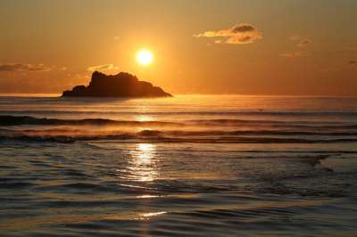 太平洋 日出 日落 海滩 岩石 波 水 海 海岸 海景 冲浪