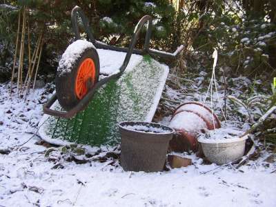 独轮车 雪 冬天 花园 设备 手推车 车轮 雪花 霜