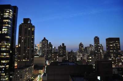 新的 约克 纽约 纽约市 城市 天际线 街 夜 摩天大楼