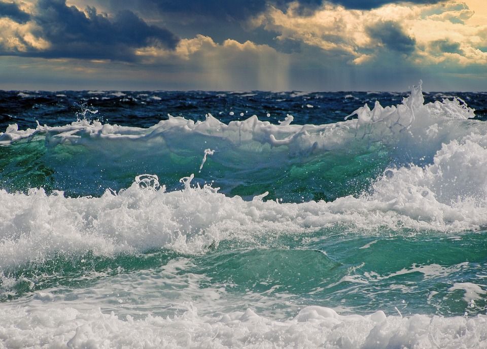 波浪, 海洋, 风暴, 地平线, 天空, 云, 海, 水, 自然, 海景