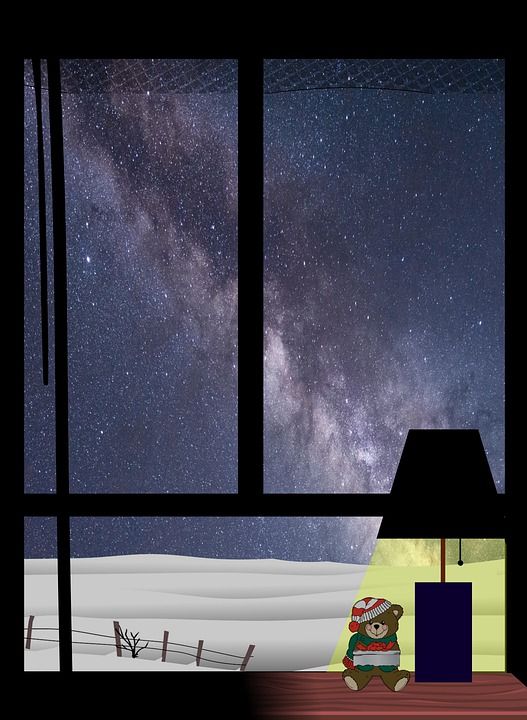 卧室 冬天 星星 雪 夜晚 晚上