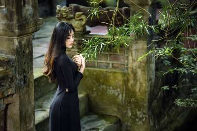 女士 裙子 时尚 肖像 Áodài 传统的 女孩 女性 美丽