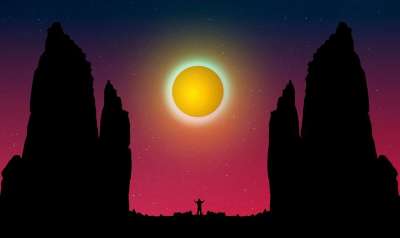 神秘 岛 满月 魔法 夜晚 天空 星星 天空中的星星 数字艺术