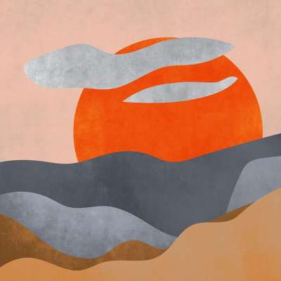 海 太阳 云 景观 绘画 画画 背景 设计 放荡不羁的