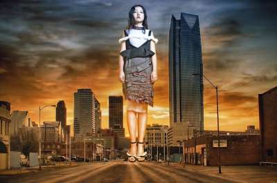 幻想 科幻 女性 女士 悬浮 神秘 城市 梦 棕色的城市
