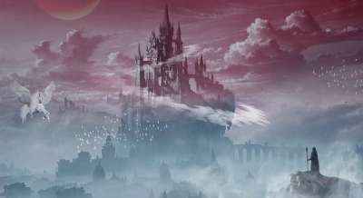 城堡 云 幻想 飞马座 天空 神秘 梦 神奇 天堂 星星