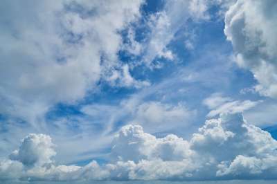 多云的 云 天气 蓝色的 天空 高 从空气中 户外的 白色的