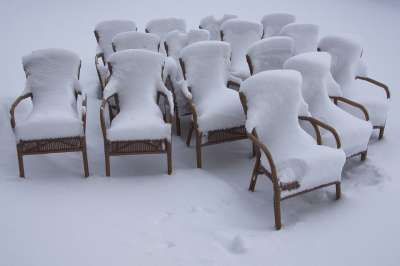 椅子 啤酒花园 下雪的 冬天 雪 雪垫 新西兰 降雪 霜