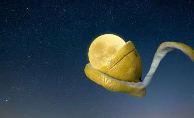 月亮 柠檬 被操纵 水果 星空 自然 天空 星星 满月 月光