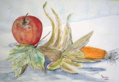 蔬菜 水果 苹果 玉米 绘画 图片 艺术 作画 染 艺术的