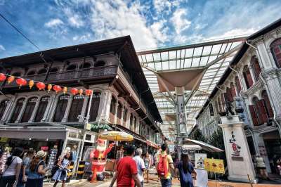 新加坡 唐人街 旅游景点 游客 建造 城市 住房 蓝天 镇
