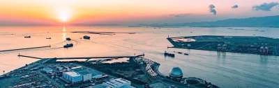 景观 全景 日落 海 船 货船 渡船 大阪湾沿海地区 濑户内海