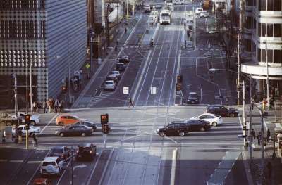 路口 墨尔本 中央商务区 运输 街道 城市 电车 曲目 基础设施