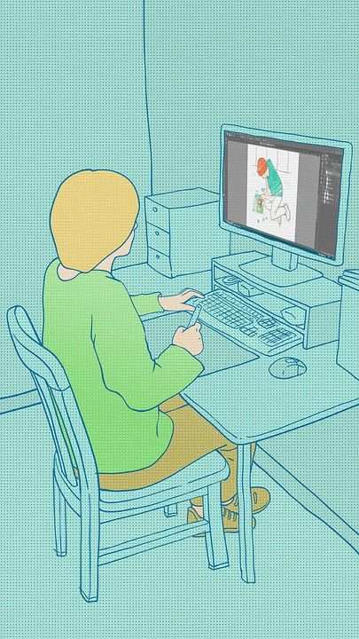 绘画 女孩 Ps 工作 计算机