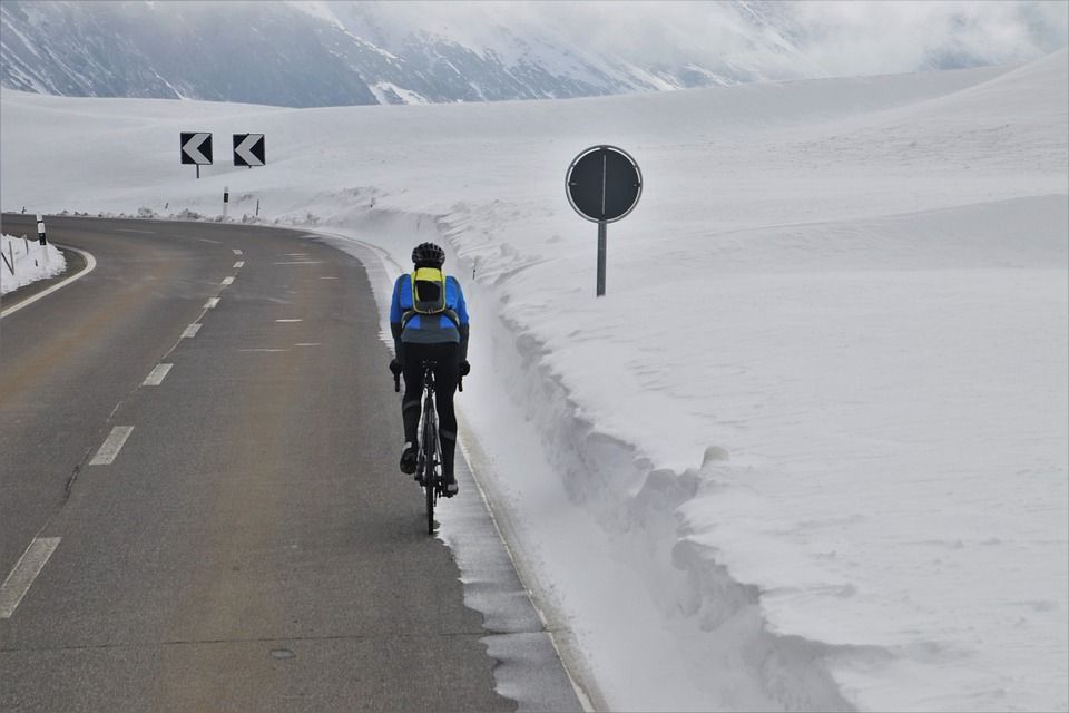高速公路, 沥青, 自行车, 山, 极端, 雪, 高, 比尔, 积极的, 训练