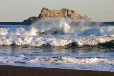 太平洋 岩石 波 风暴 泡沫 海景 海岸 日落 水 海 自然