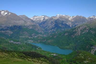 比利牛斯 湖 景观 山