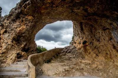 盆地 Barranco Del魔鬼 云 风暴 景观 日落 亲爱的