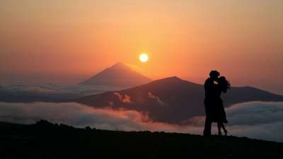 爱情 火山 旅行 景观 山 天空 云 心 富士 日本 日本人