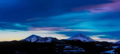科罗拉多州 全景 日落 黄昏 天空 云 山 雪 冬天 景观