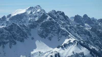 阿尔卑斯山 阿尔高 莱拉赫峰 利尼舍芬 饺子头 冬天 雪 山