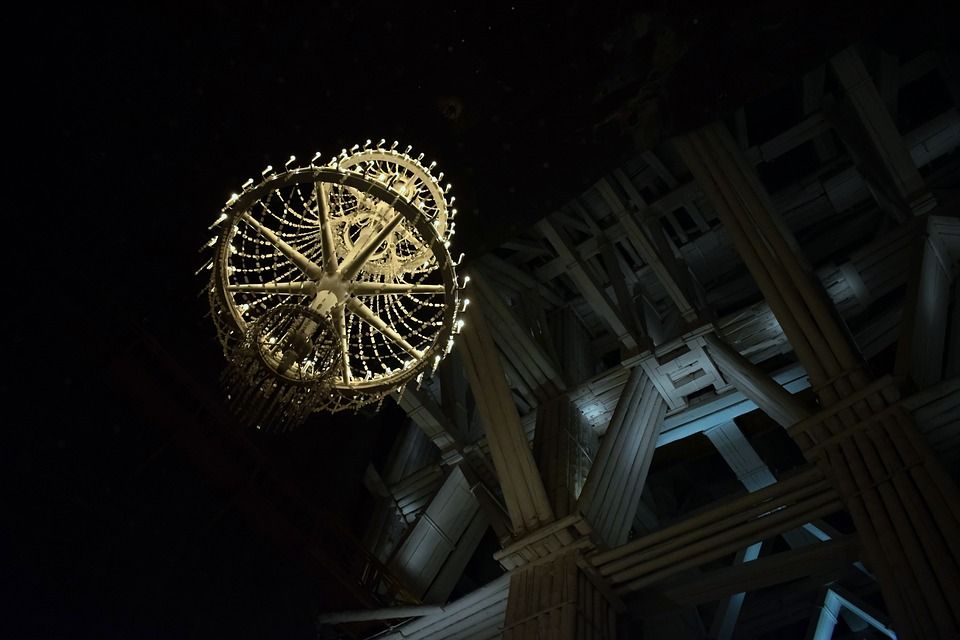 枝形吊灯, 木制的, 建造, 维利奇卡盐矿, 旅游, 旅游景点, 地下