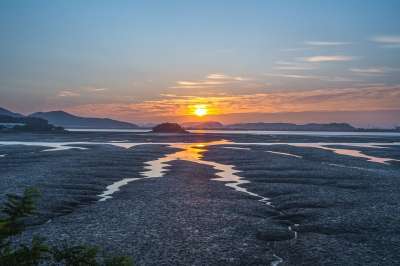 韩国 江华岛 日出 景观 自然 低潮 日落 太阳 黄昏 暮