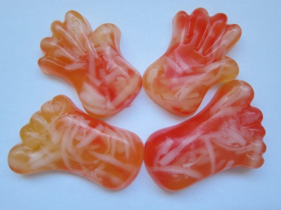 手脚, 肥皂, 孩子, 可爱的, 儿童肥皂