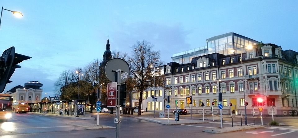 城市, 街道, 灯, 暮, 路, 建筑物, 市中心, 城市的, 城市中心