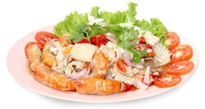 泰国美食 辛辣的海鲜沙拉 沙拉