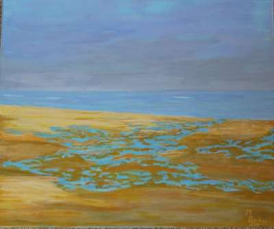 海滩 海 沙 水 绘画 图片 艺术 作画 染 艺术的 艺术家