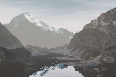 山 自然 河 岩石 计算机图形学 水 反射 景观 天空 幻想