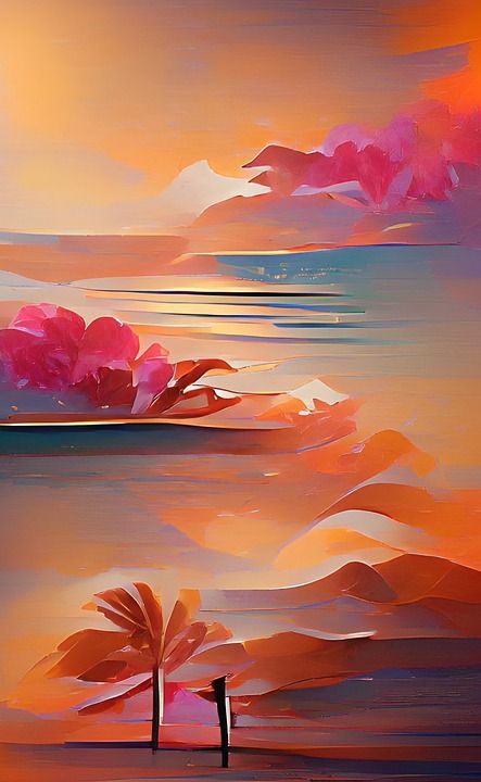 天堂 岛 水彩绘画 海滩 画画 有风 自然 彩绘