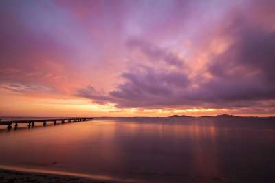 海 Mar Menor 卡塔赫纳 穆尔西亚 码头 日出 日落 水
