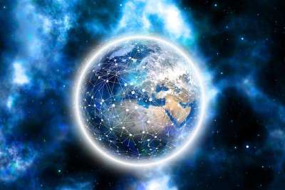 数字化 转型 地球 宇宙 网络 时髦的 网页设计 数字的 改变