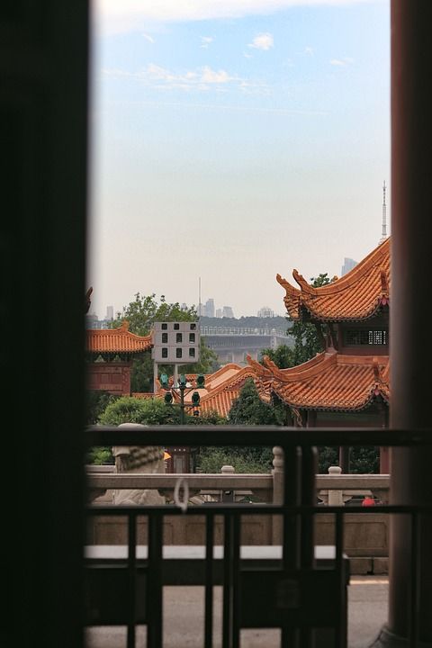黄色的塔式起重机 城市 建筑 城市的 旅游 旅游景点 武汉 中国