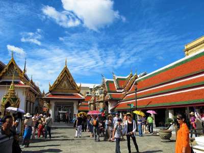 玉佛寺 大皇宫 曼谷 泰国 宫 结构 历史的 地标 人群 人们